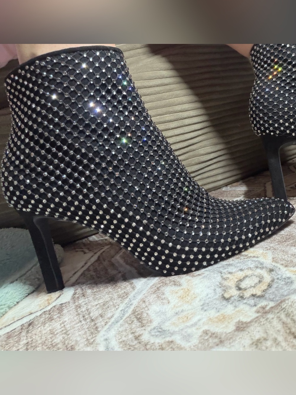 Gianni Bini Black Crystal-Studded Ankle Booties - Picture 3 of 9